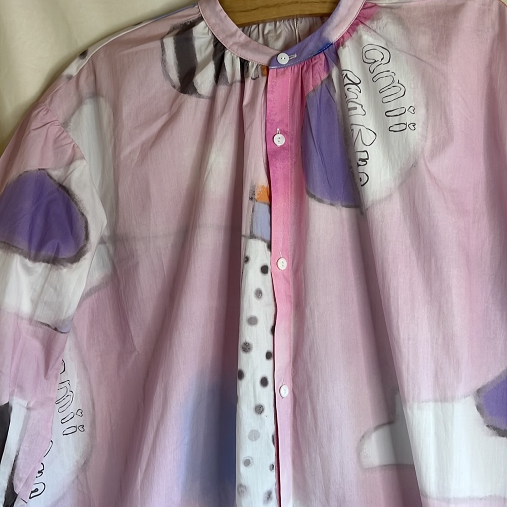 NWT Ami girls 3/4 sleeve flowy button shirt size 140 or 8
